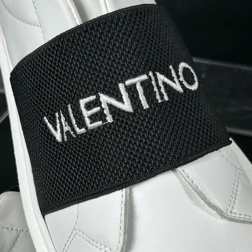 Valentino Size 9.5 White Leather Logo Slip On Sneakers Shoes NEW Maya‎ $499